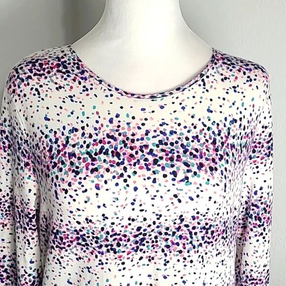 Talbots White Ink-Splashed Longsleeve T-Shirt, Size Medium - Picture 3 of 7